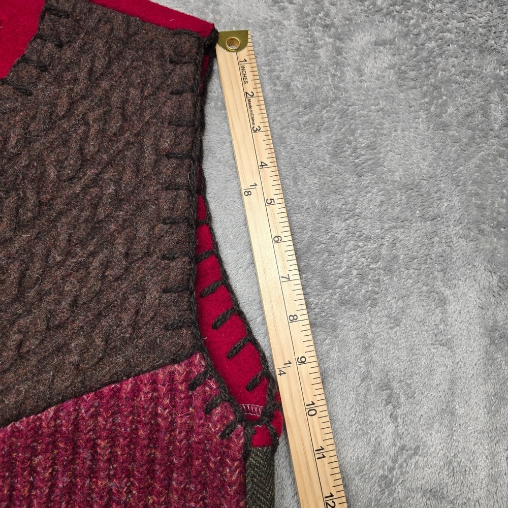 Baabaazuzu Handmade Patchwork Vest Womens L Multicolor Colorblock Button Front - Picture 13 of 14